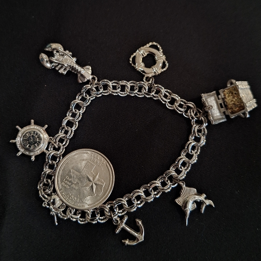 ELCO Nautical Sterling Silver Charm Bracelet 50s-60s - Picture 12 of 12